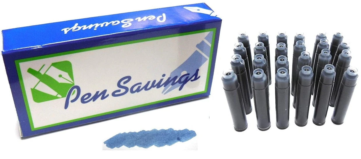 24 Standard International Short Fountain Pen Ink Cartridges, Navy Blue 3 24 Standard International Short Fountain Pen Ink Cartridges, Navy Blue