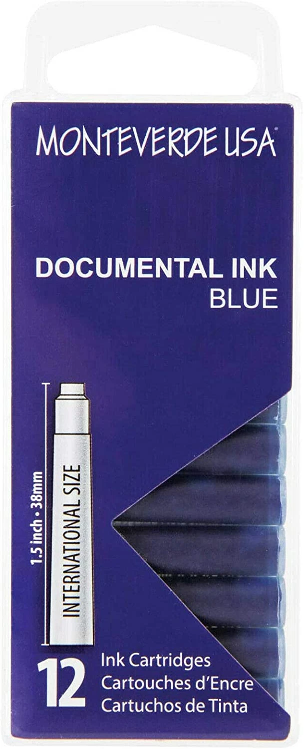 Monteverde International Standard Fountain Pen Ink Cartridges, Documental Blue 3 Monteverde International Standard Fountain Pen Ink Cartridges, Documental Blue