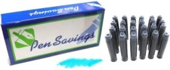 24 Standard International Short Fountain Pen Ink Cartridges, Turquoise