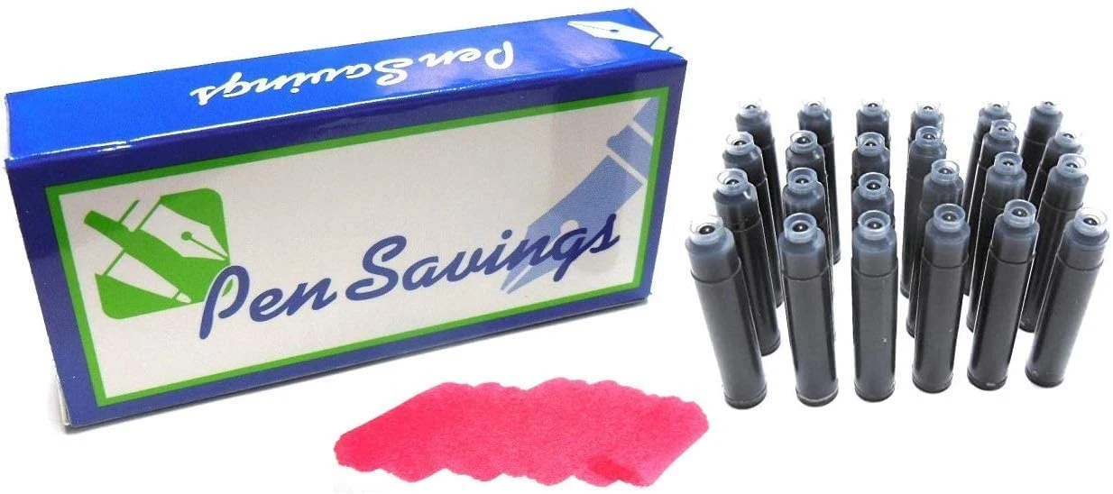24 Standard International Short Fountain Pen Ink Cartridges, Cardinal Red 3 24 Standard International Short Fountain Pen Ink Cartridges, Cardinal Red