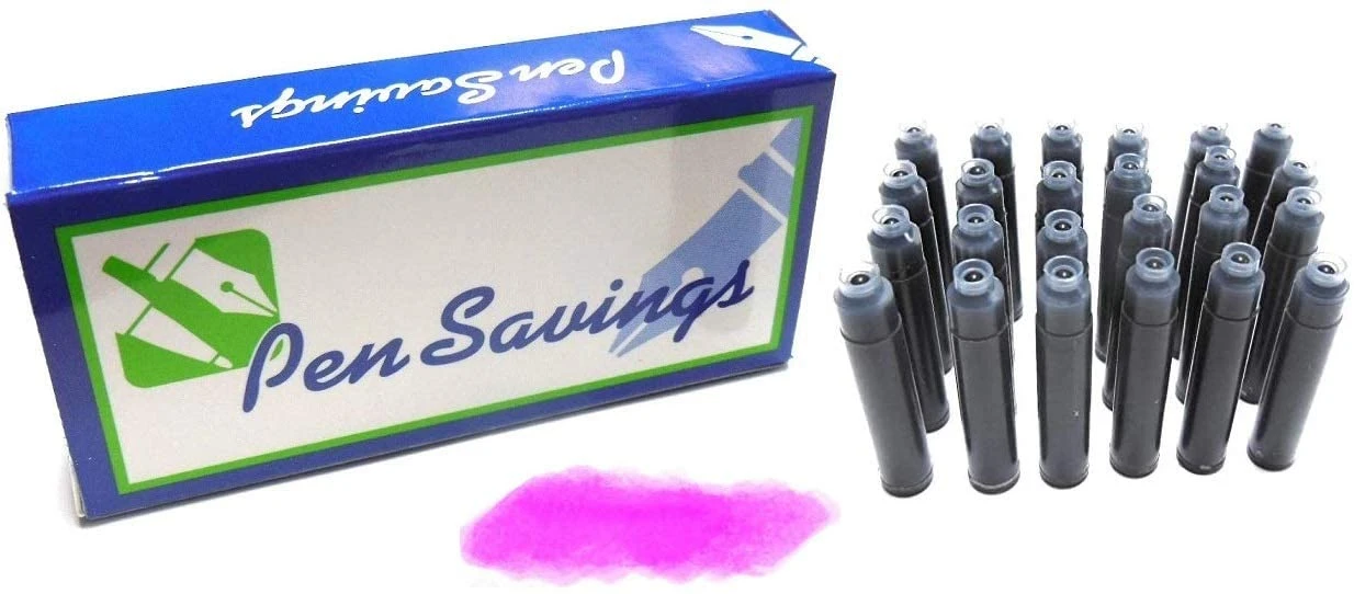 24 Standard International Short Fountain Pen Ink Cartridges, Rose Pink 3 24 Standard International Short Fountain Pen Ink Cartridges, Rose Pink