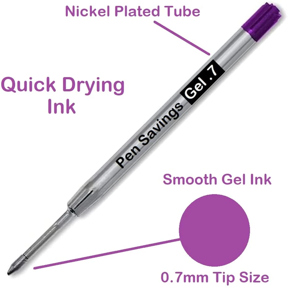 Parker Style Ballpoint Pen Refills, GEL Ink, .7mm, Purple Ink 4 Parker Style Ballpoint Pen Refills, GEL Ink, .7mm, Purple Ink - Image 2