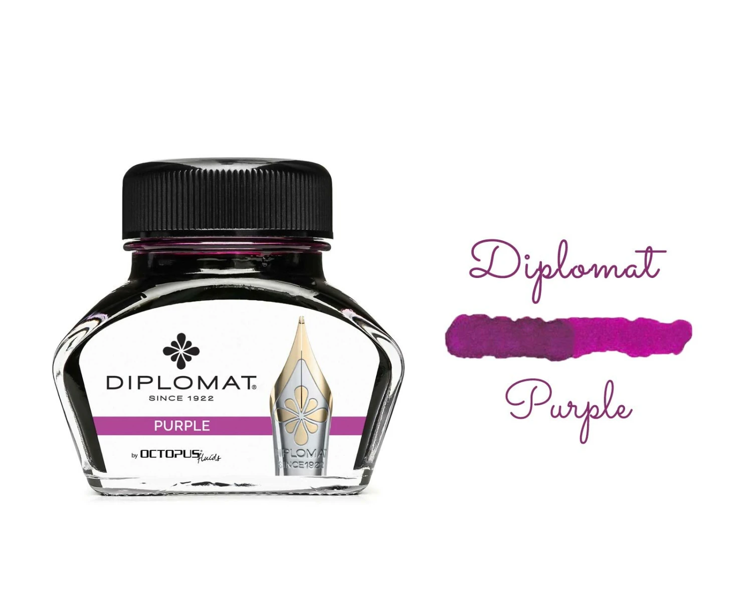 Diplomat Octopus Fountain Pen Ink Bottle, 30ml, Purple 3 Diplomat Octopus Fountain Pen Ink Bottle, 30ml, Purple