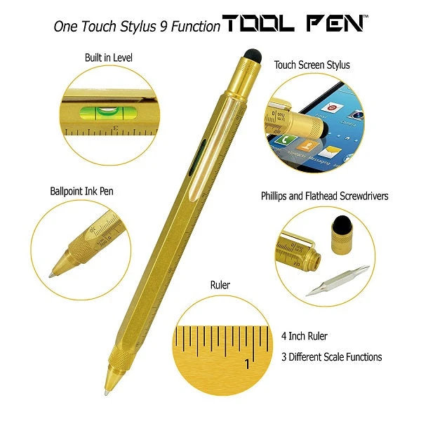 Monteverde 9 In 1 One Touch Tool Ballpoint Pen & Stylus, Solid Brass 4 Monteverde 9 In 1 One Touch Tool Ballpoint Pen & Stylus, Solid Brass - Image 2
