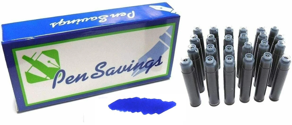 24 Standard International Short Fountain Pen Ink Cartridges, Sapphire Blue 3 24 Standard International Short Fountain Pen Ink Cartridges, Sapphire Blue