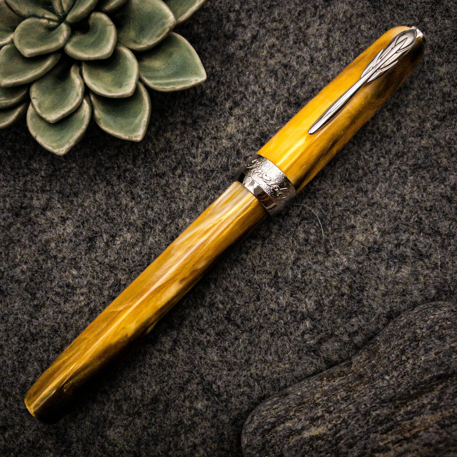 Pineider La Grande Bellezza Gemstone Rollerball Pen, Tigers Yellow 4 Pineider La Grande Bellezza Gemstone Rollerball Pen, Tigers Yellow - Image 2