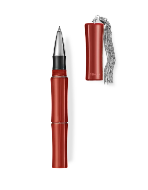 Tibaldi Bamboo Lipstick Red Resin Rollerball Pen