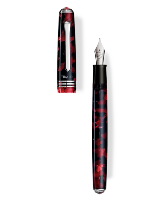 Tibaldi N60 Ruby Red Resin Fountain Pen, Palladium Trim, Medium Nib