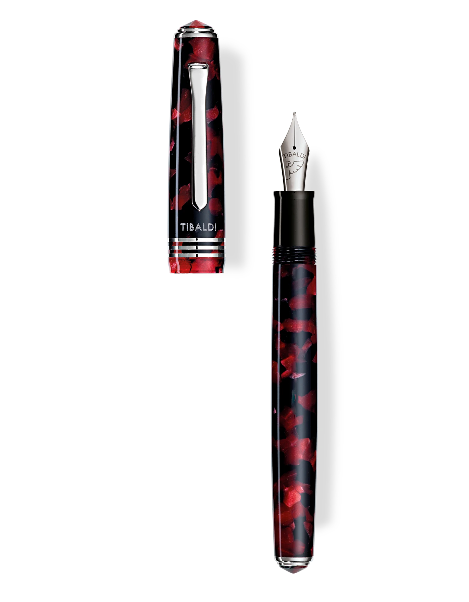 Tibaldi N60 Ruby Red Resin Fountain Pen, Palladium Trim, Medium Nib 3 Tibaldi N60 Ruby Red Resin Fountain Pen, Palladium Trim, Medium Nib