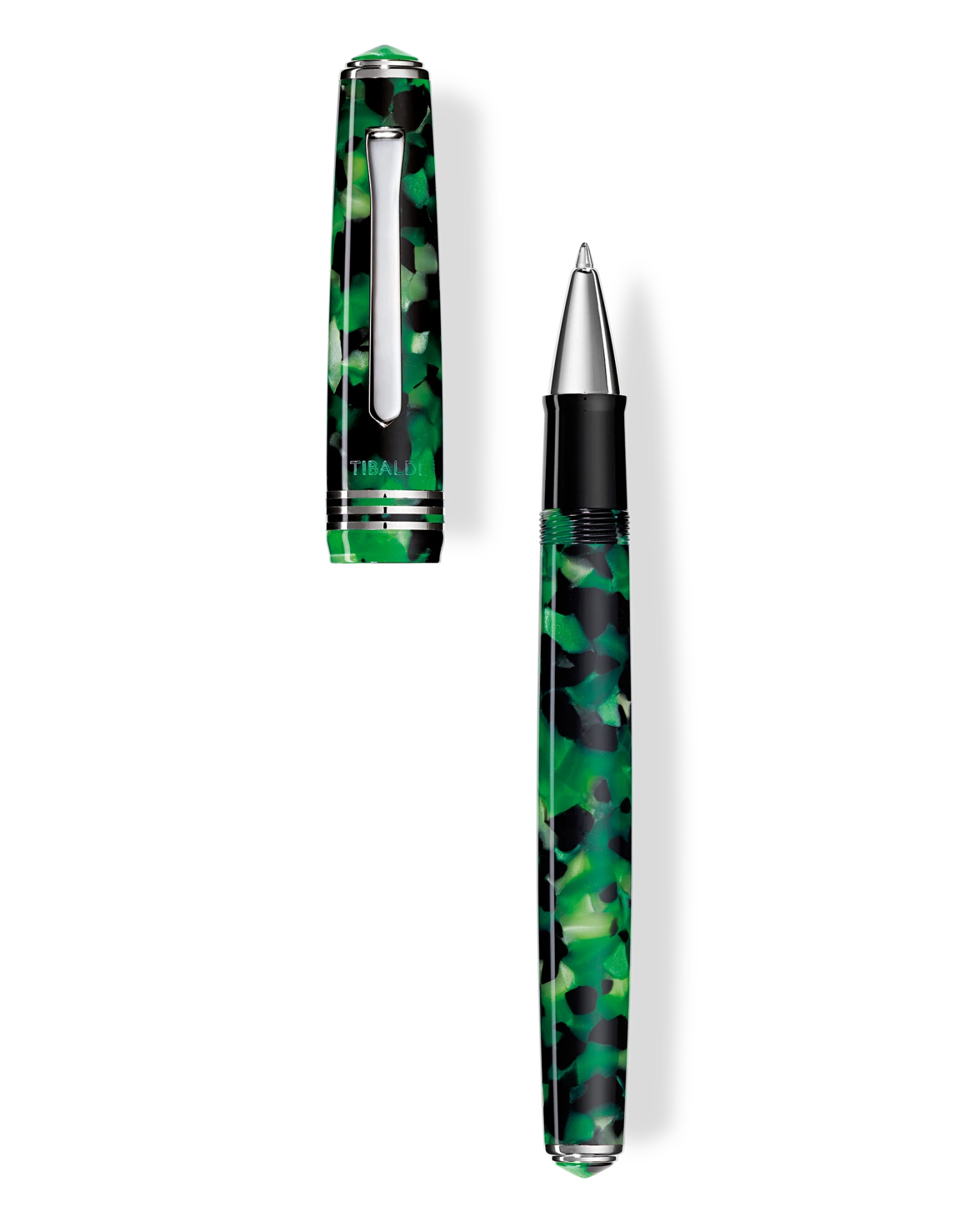 Tibaldi N60 Emerald Green Resin Rollerball Pen, Palladium Trim 3 Tibaldi N60 Emerald Green Resin Rollerball Pen, Palladium Trim