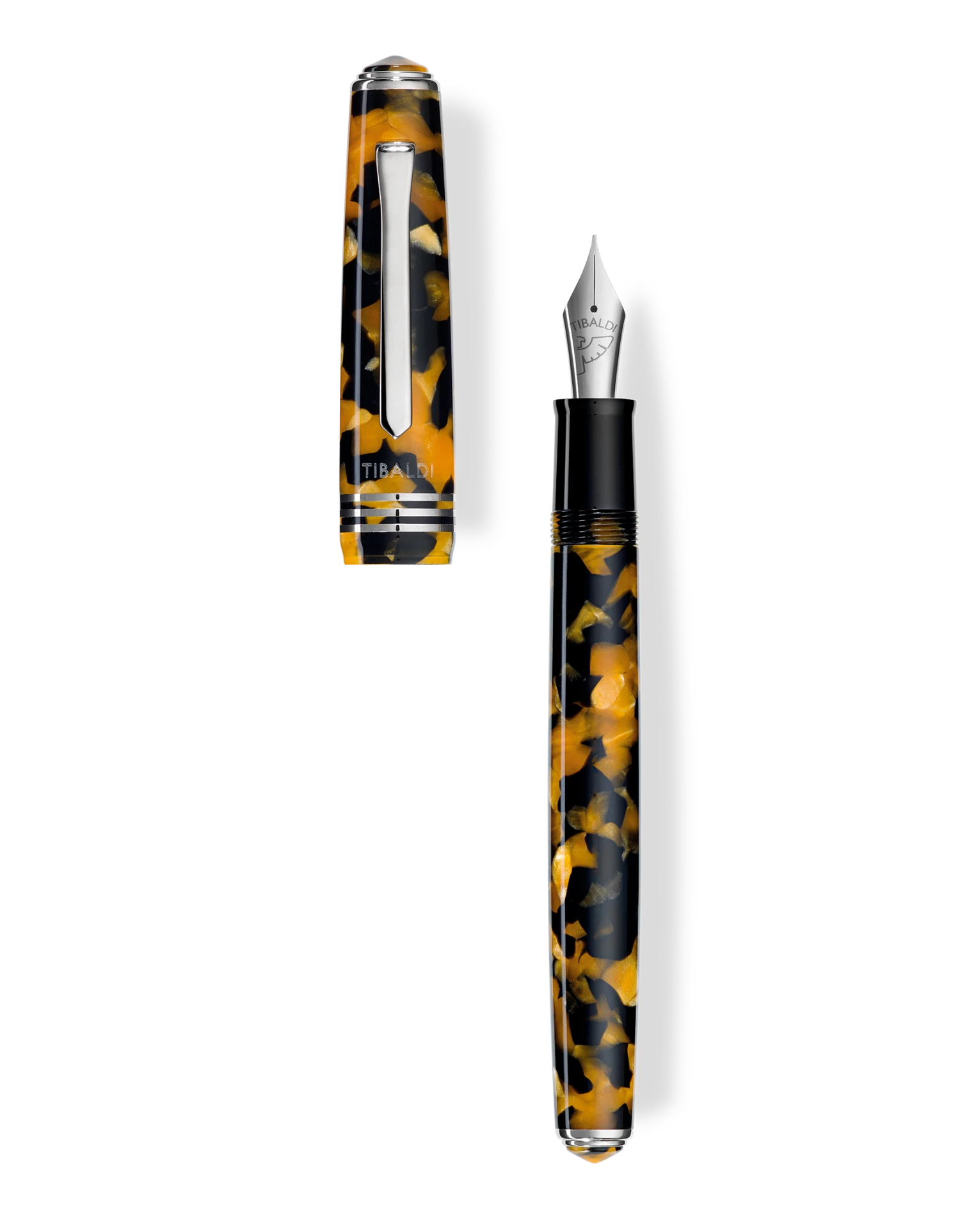 Tibaldi N60 Amber Yellow Resin Fountain Pen, Palladium Trim, Broad Nib 3 Tibaldi N60 Amber Yellow Resin Fountain Pen, Palladium Trim, Broad Nib