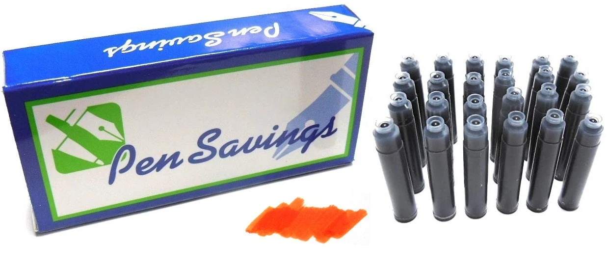 24 Standard International Short Fountain Pen Ink Cartridges, Sunset Orange 3 24 Standard International Short Fountain Pen Ink Cartridges, Sunset Orange