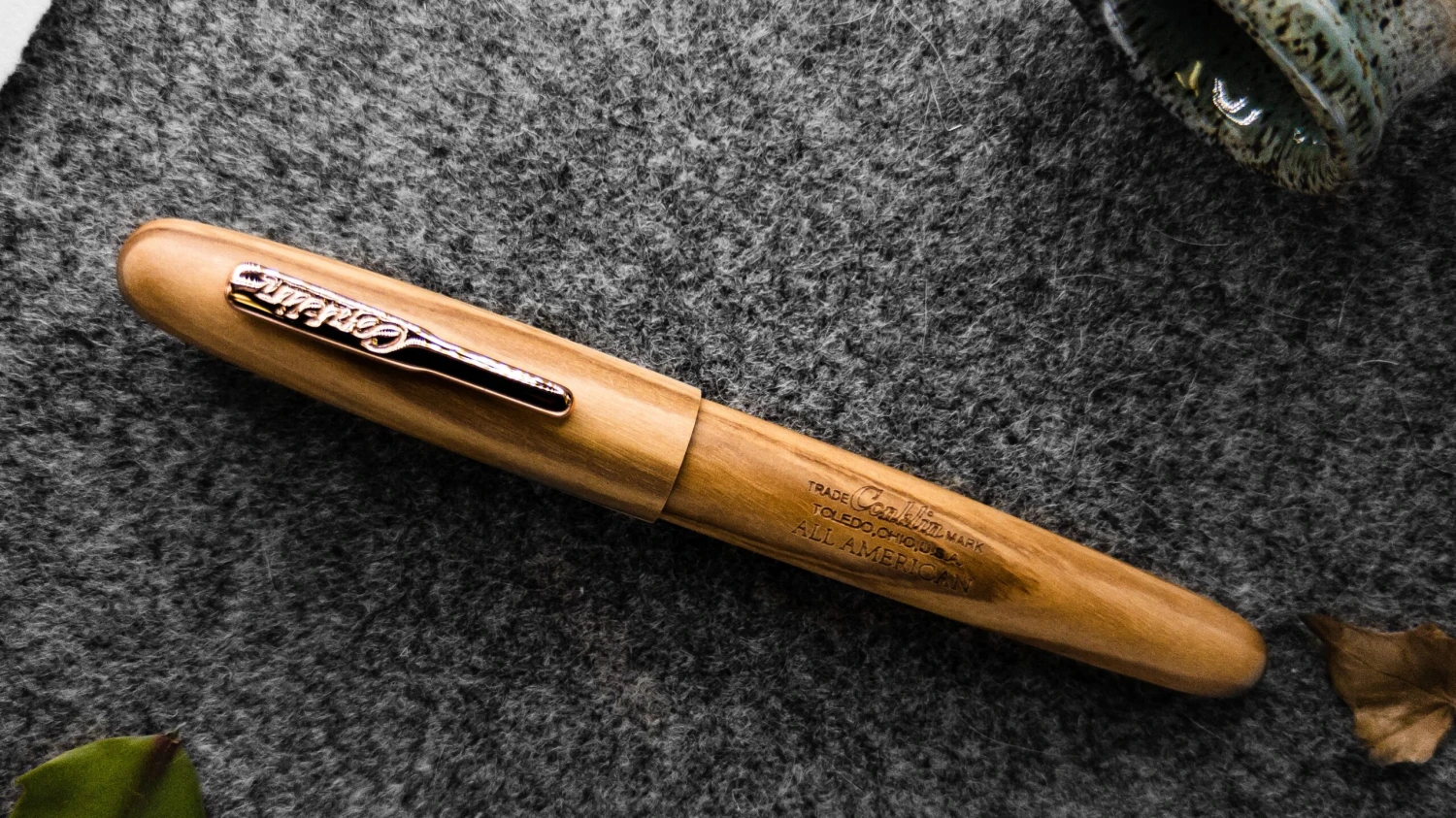 Conklin All American Limited Edition Olive Wood Fountain Pen, Rose Gold Trim 4 Conklin All American Limited Edition Olive Wood Fountain Pen, Rose Gold Trim - Image 2