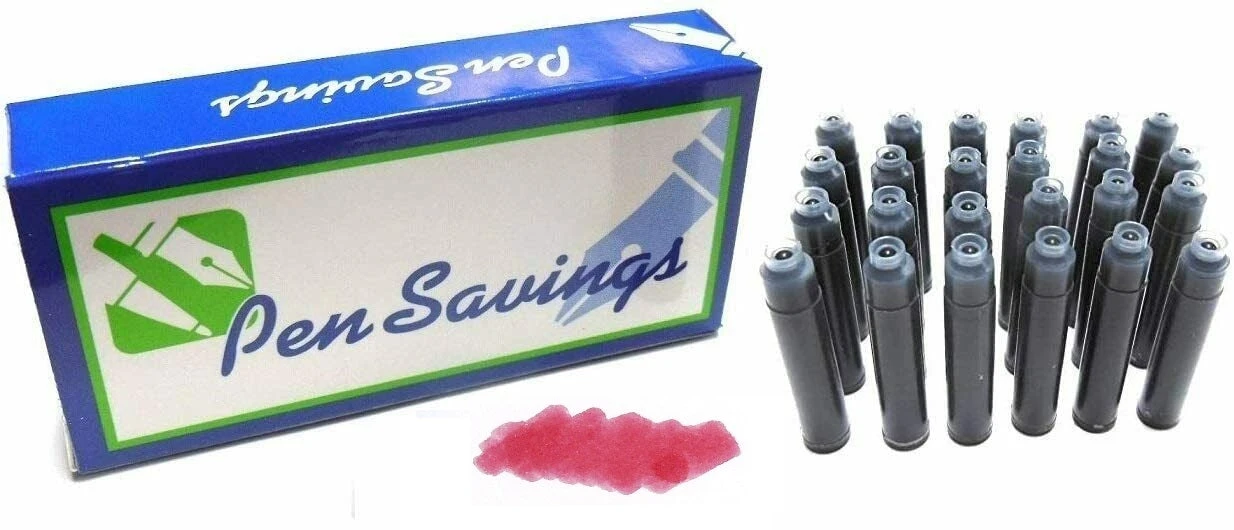 24 Standard International Short Fountain Pen Ink Cartridges, Burgundy Wine 3 24 Standard International Short Fountain Pen Ink Cartridges, Burgundy Wine
