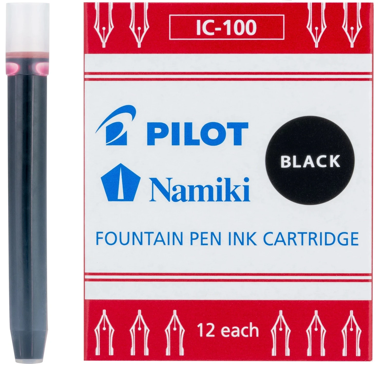 Pilot Namiki Fountain Pen Ink Cartridges, Black, 12pk 3 Pilot Namiki Fountain Pen Ink Cartridges, Black, 12pk
